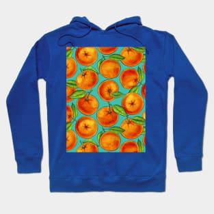 Oranges on turquoise Hoodie